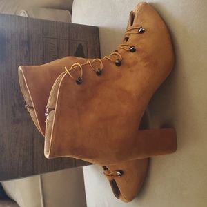 Tan Peep Toe Bootie